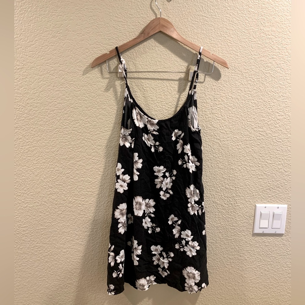 Brandy Melville Black Floral Slip Dress with White Flowers